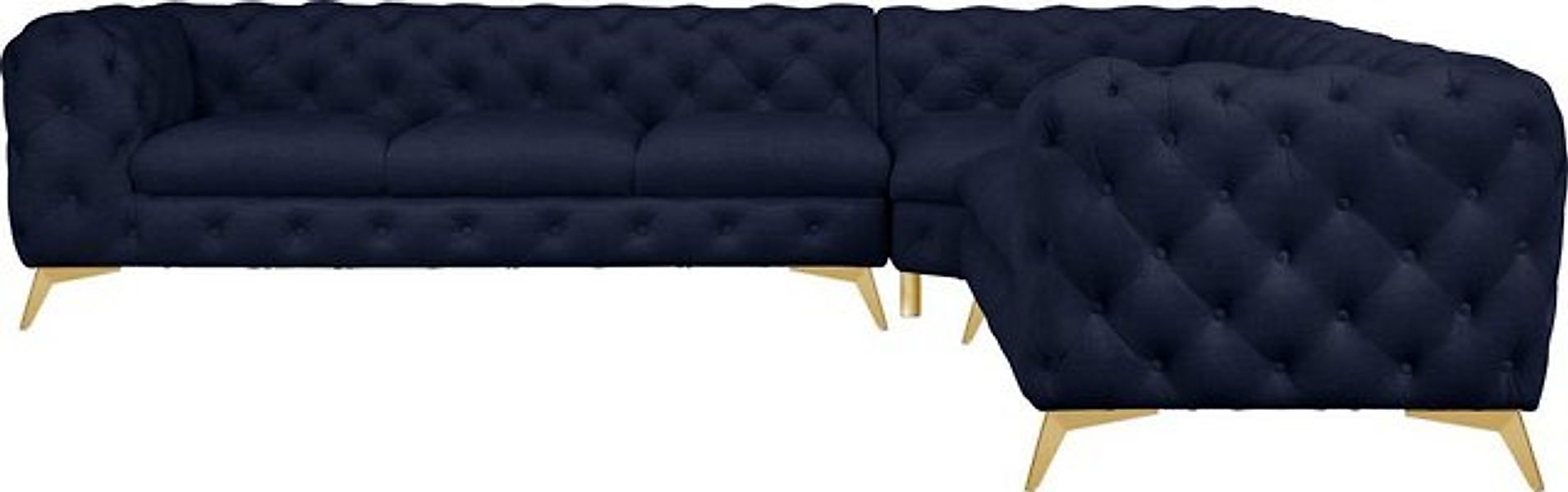 Leonique Chesterfield-Sofa "Ecksofa GLYNIS L-Form mit Wellenunterfederung, günstig online kaufen