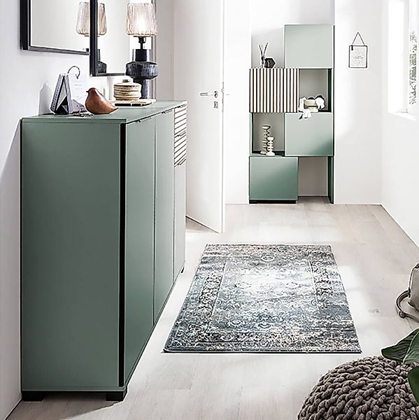 Garderoben Set 2-teilig modern in grün mit Eiche Natur ALTAMURA-80 günstig online kaufen
