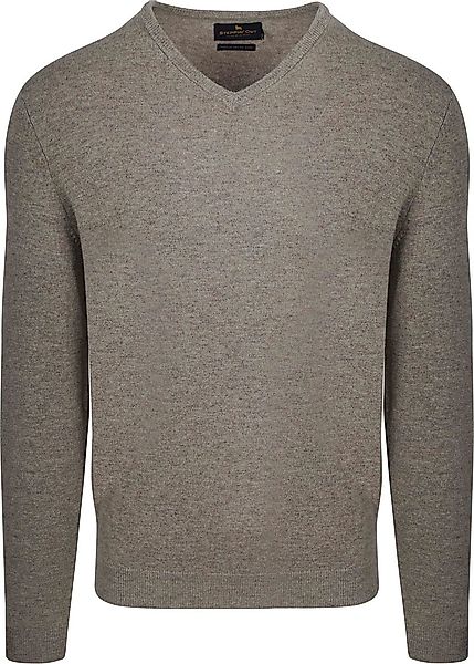 Steppin' Out Pullover V-Ausschnitt Merinowolle Taupe - Größe S günstig online kaufen