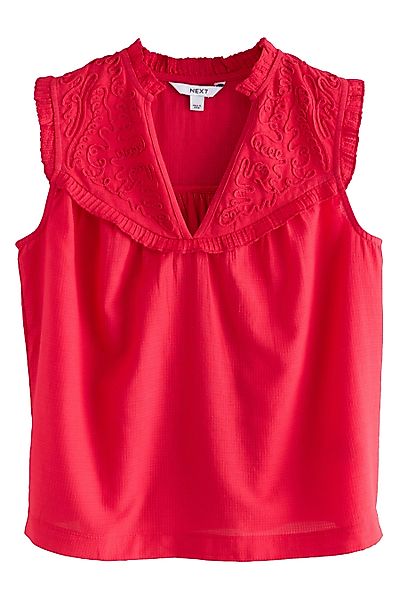 Next Rüschenbluse Ärmelloses Oberteil mit Stickerei günstig online kaufen