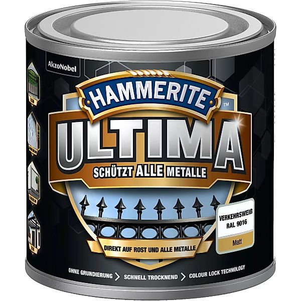 Hammerite Ultima Premium Metall-Schutzlack matt Verkehrsweiß 250 ml günstig online kaufen