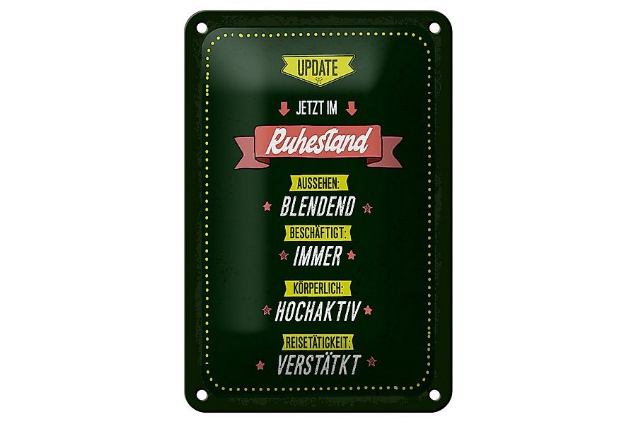 Femer GmbH Metallschild Spruch 20x30 cm Update jetzt im Ruhestand, (1 St), günstig online kaufen