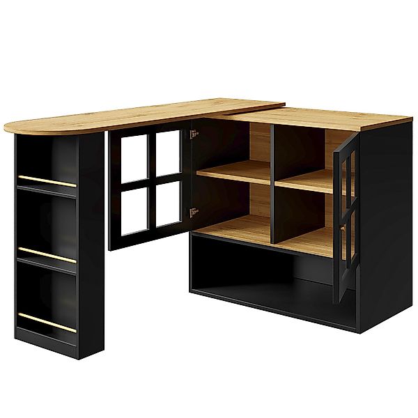 360° Drehbarer Essbar, mit Snackregal und 5 Ablageflächen, 138-204x39x102,5 günstig online kaufen