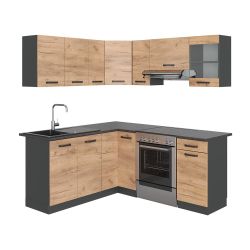 Vicco Winkelküche Rick, Anthrazit/Goldkraft Eiche, 187 günstig online kaufen