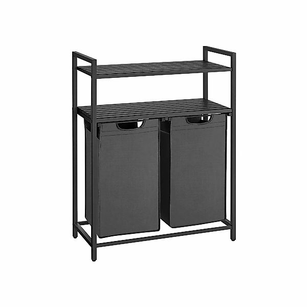 Vasagle Wäschekorb 2 Fächern 33 cm x 73 cm x 92 cm Schwarz-Grau 92 l günstig online kaufen