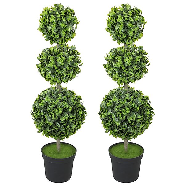 HOMCOM 2er Set Künstlicher Buchsbaum groß 100cm Kunstpflanze, Künstliche Pf günstig online kaufen