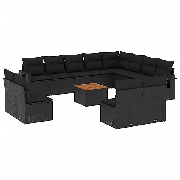 vidaXL 13-Tlg Garten-Sofagarnitur mit Kissen Schwarz Poly Rattan 3257140 günstig online kaufen