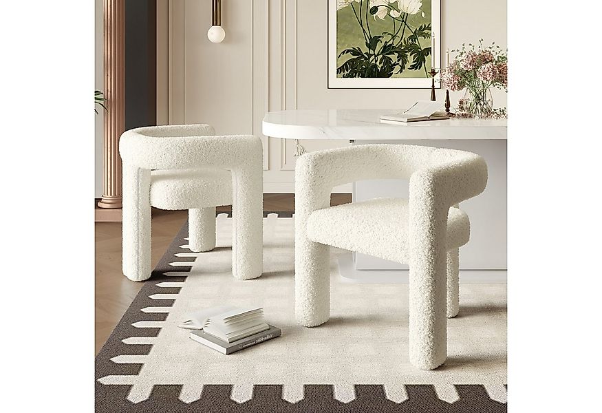 KLAM HOME Esszimmerstuhl Ergonomischer Sessel mit Premium Teddy Flor mit Ar günstig online kaufen