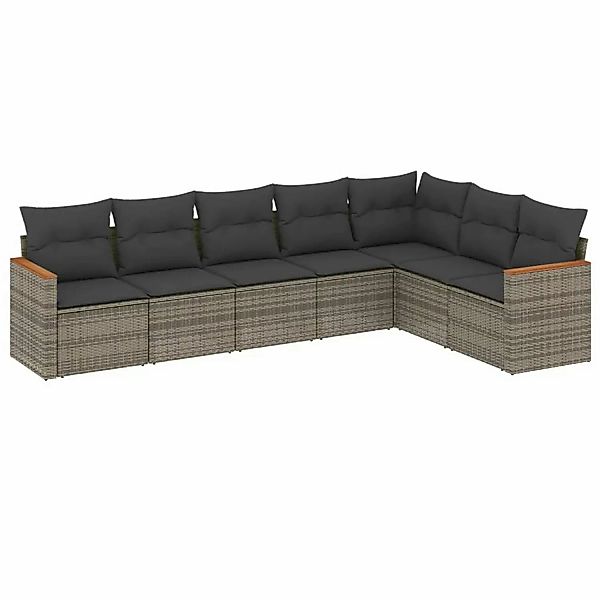 vidaXL 7-tlg Garten-Sofagarnitur mit Kissen Grau Poly Rattan Modell 149 günstig online kaufen