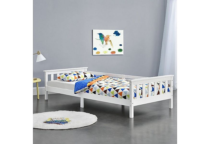 en.casa Kinderbett, »Nuuk« mit Stauraum 90x200 cm Kiefernholz Weiß günstig online kaufen