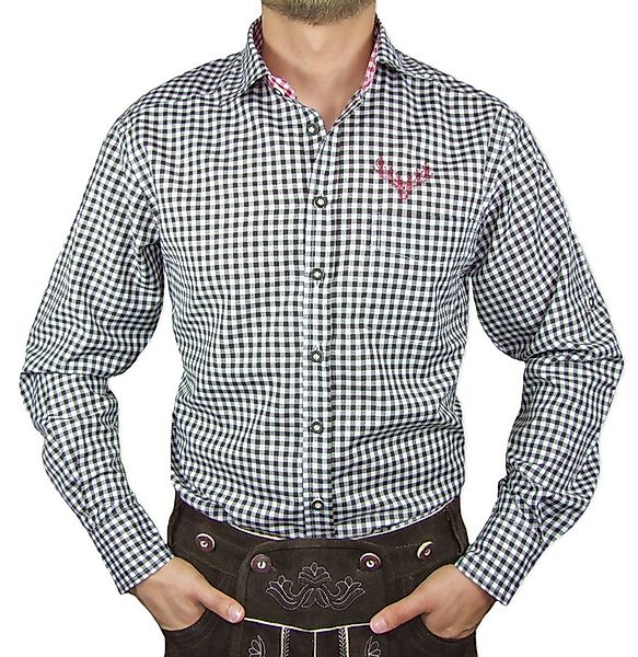 LEKRA Trachtenhemd Karo Trachtenhemd Leopold für Herren - Braun / Rot Gr. S günstig online kaufen