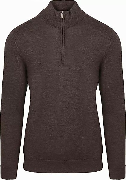 Profuomo Half Zip Pullover Merinowolle Dunkelbraun - Größe XXL günstig online kaufen