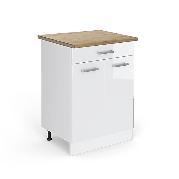Vicco Küchenunterschrank R-Line Weiß Hochglanz/Weiß 60 cm mit Schublade AP günstig online kaufen
