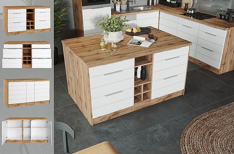 KOCHSTATION Kücheninsel »KS-Luhe, Breite 153 cm, mit Flaschenregal«, MDF-Fr günstig online kaufen