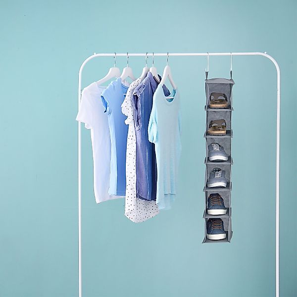 relaxdays Hängeregal Kleiderschrank schmal, Grau günstig online kaufen