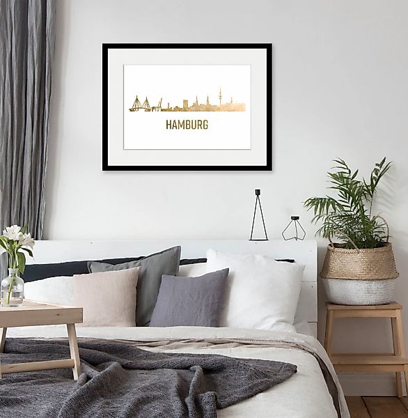 queence Bild "Hamburg Skyline GOLD", Städte-Schriftzug-Deutschland-Stadt-Ha günstig online kaufen