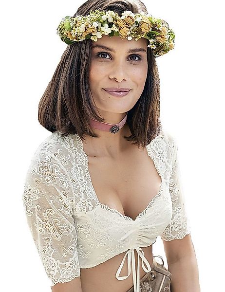 Nina Von C. Dirndlbluse Halbarm Spitzen Bluse 'Malina' 16463892, Champagn günstig online kaufen