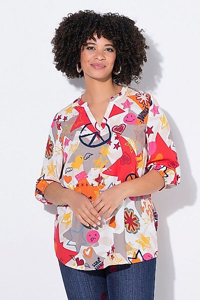 Angel of Style Tunika Bluse Smiley-Patchmuster 3/4-Ärmel günstig online kaufen