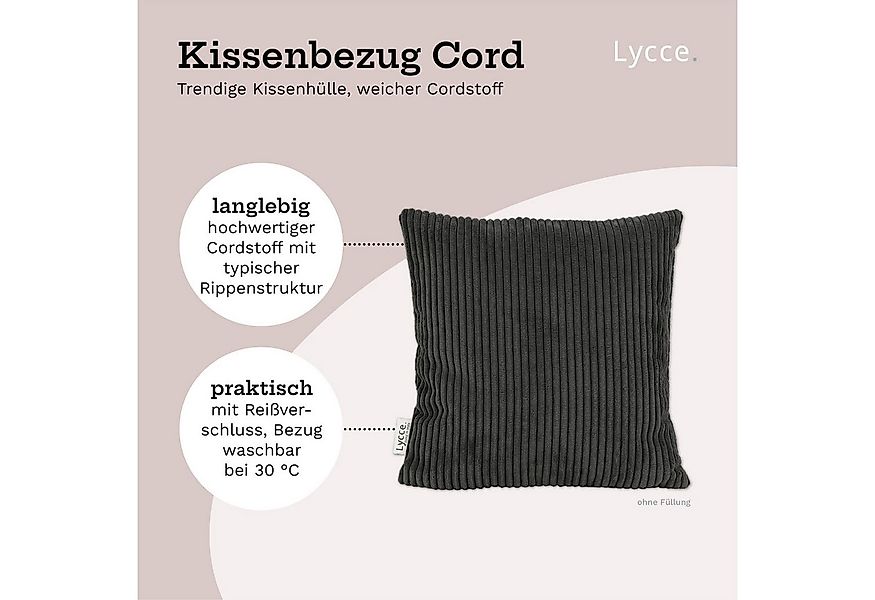 Lycce Dekokissen Kissenbezug 2er Set CORD Stoff (40 x 40 cm) mit Reißversch günstig online kaufen