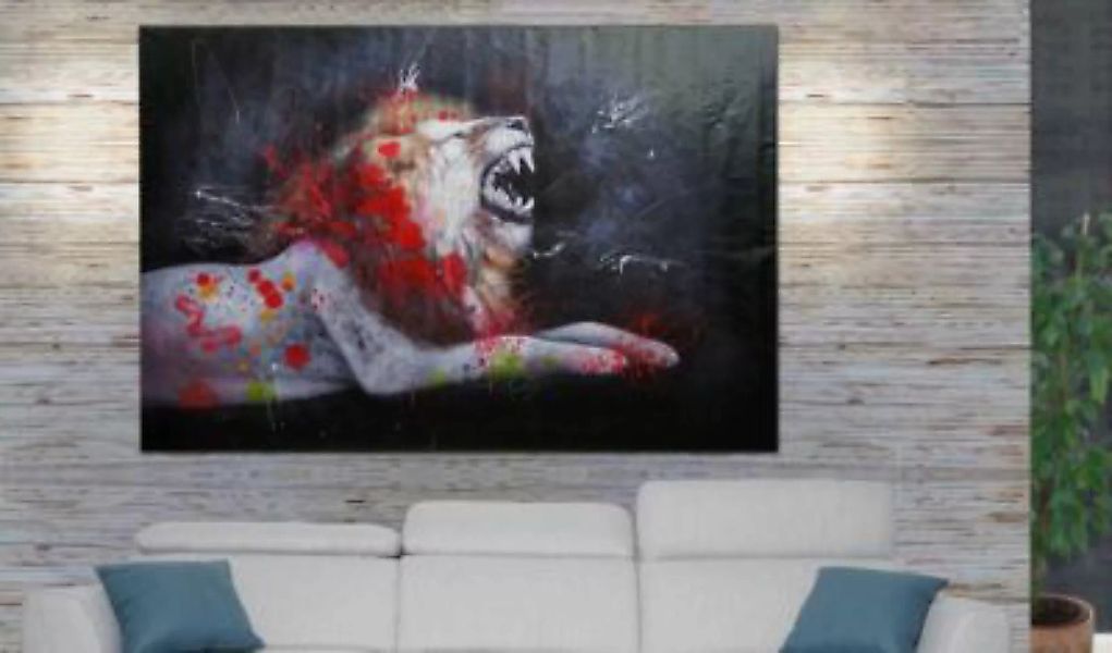 HWC Mendler Ölgemälde Löwe handgemalt, 120x180cm mehrfarbig günstig online kaufen