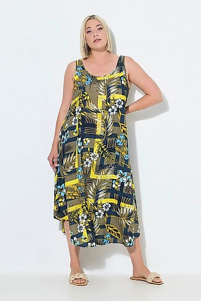 Ulla Popken Maxikleid Midikleid Dschungelmuster A-Linie Rundhals günstig online kaufen