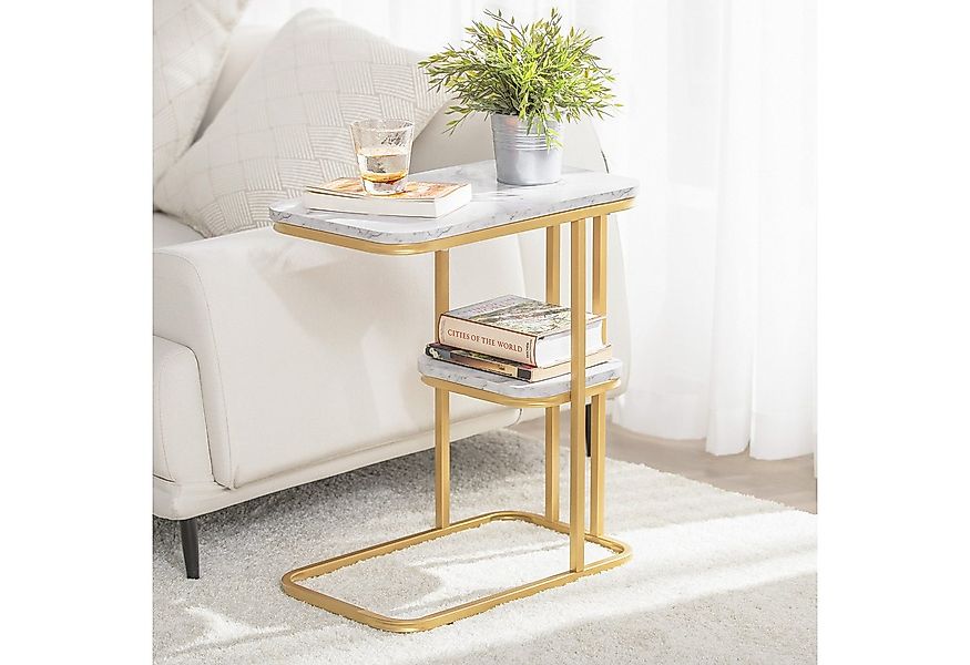 SoBuy Beistelltisch FBT110, Wohnzimmertisch Ablagetisch, C-Form, mit 2 Abla günstig online kaufen