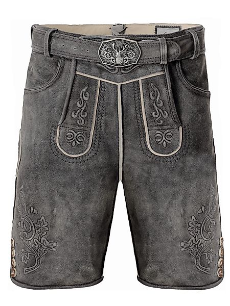 Trachtenlederhose Lederhose kurz Oswald grau (2-tlg) günstig online kaufen