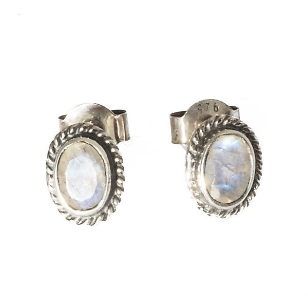 Paar Ohrstecker Ohrstecker Mondstein verziert oval günstig online kaufen