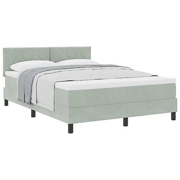 vidaXL Bett Boxspringbett mit Matratze Hellgrau 140x200 cm Samt (1-tlg) günstig online kaufen