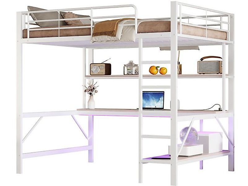 SeedWave Hochbett Vielseitige LED Hochbett Einzelbett mit Schreibtisch, 90/ günstig online kaufen