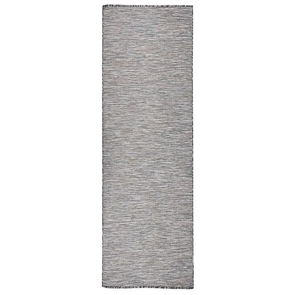 vidaXL Outdoor-Teppich Flachgewebe 80x250 cm Braun und Blau 340814 günstig online kaufen