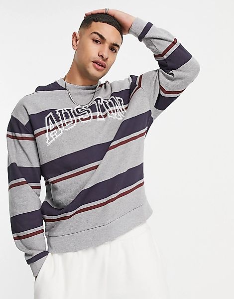 ASOS DESIGN – Oversize-Sweatshirt mit durchgehendem Streifenmuster und Coll günstig online kaufen