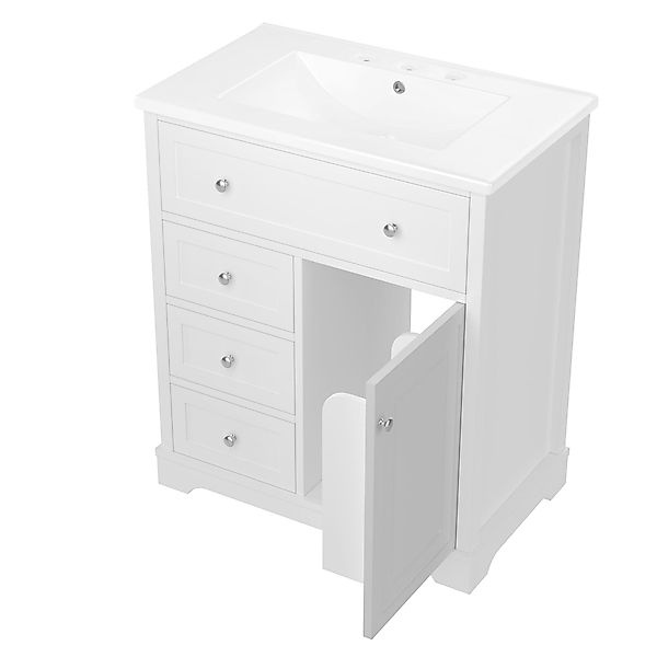 Badezimmer-Standschrank mit Waschbecken, 76x46x87 cm, Weiß günstig online kaufen