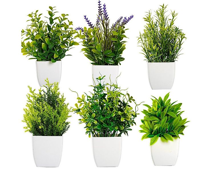 Kunstpflanze 6 Stück Mini Künstliche Pflanzen mit Topf Kunststoff Kunstpfla günstig online kaufen