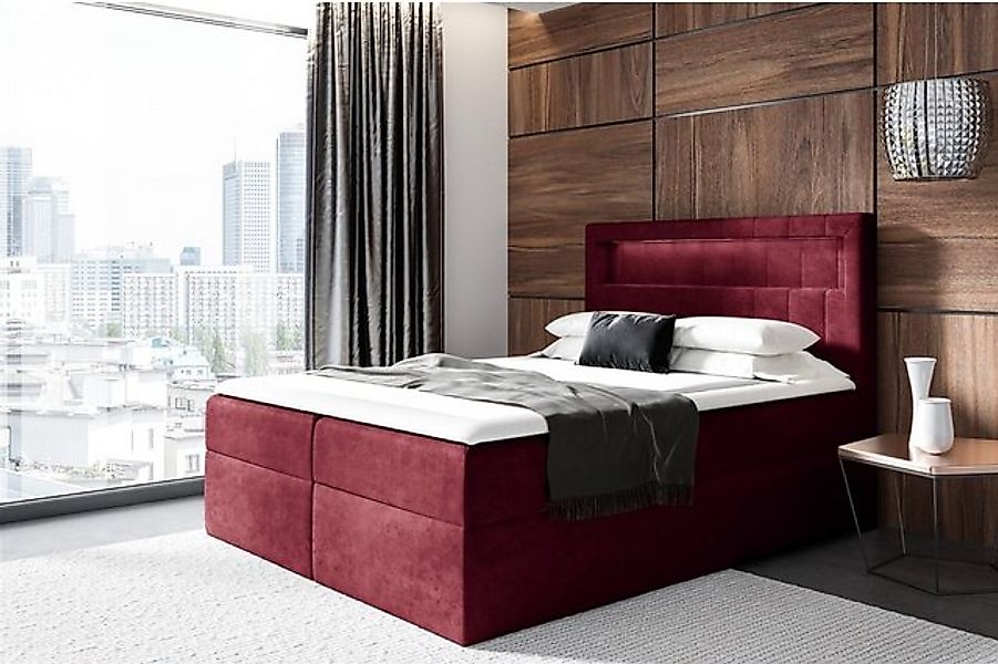 Fun Möbel Boxspringbett Schlafzimmerbett STORM in Stoff oder Kunstleder (In günstig online kaufen