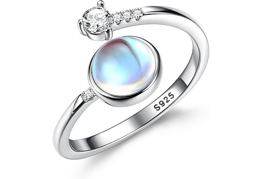 Adramata Silberring Verstellbarer Mondstein Ring Silber 925 18 Karat Vergol günstig online kaufen