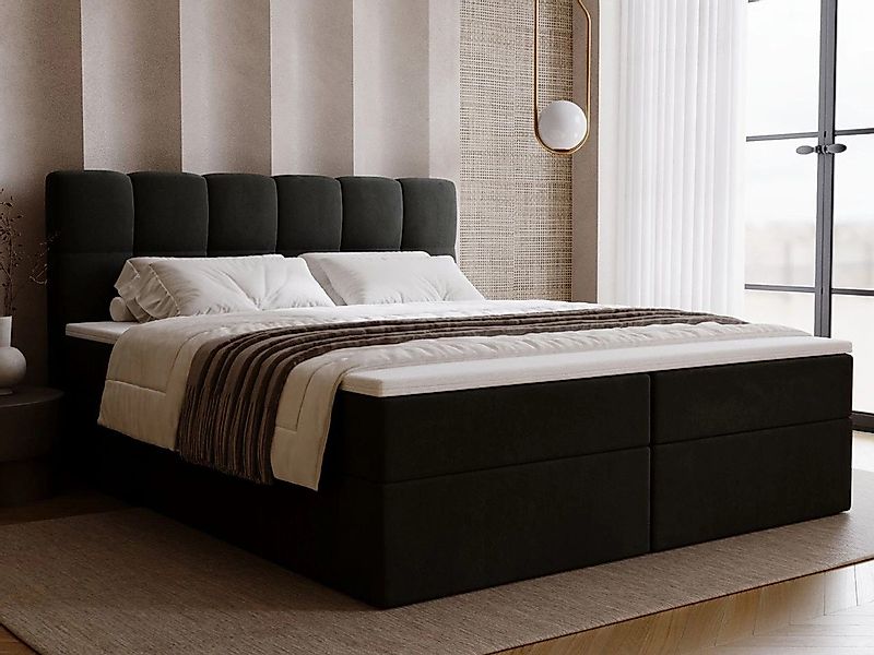GrainGold Boxspringbett mit Bettkästen MAISON, Bett mit Kopfteil - 200x200 günstig online kaufen