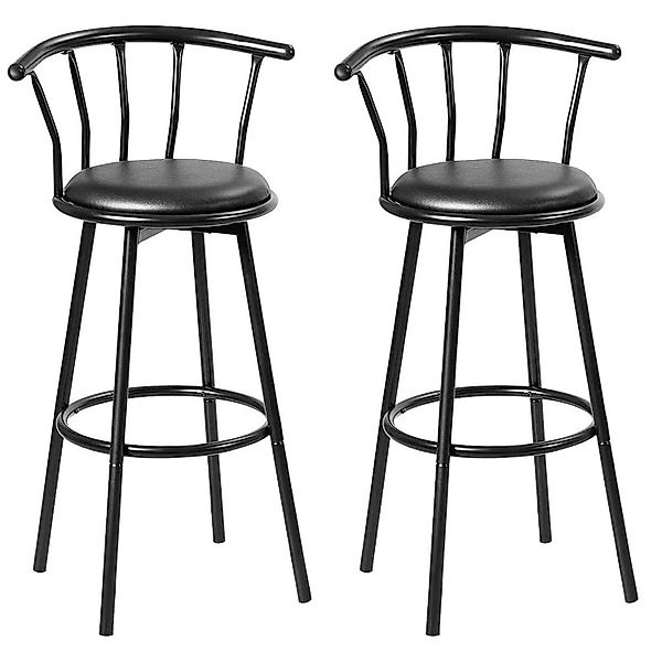 Costway Barhocker 2er Set mit Rückenlehne und Fußstütze Schwarz günstig online kaufen