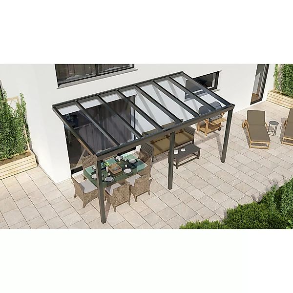 Terrassenüberdachung Basic 500 cm x 300 cm Anthrazit Glanz Glas günstig online kaufen