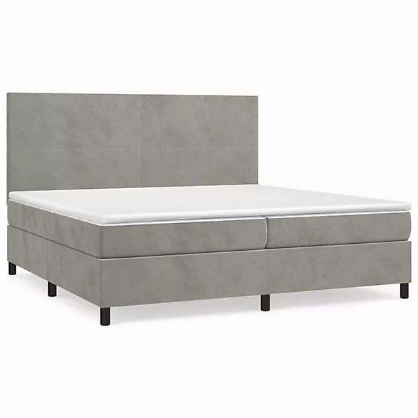 vidaXL Boxspringbett Boxspringbett mit Matratze Hellgrau 200x200 cm Samt Be günstig online kaufen