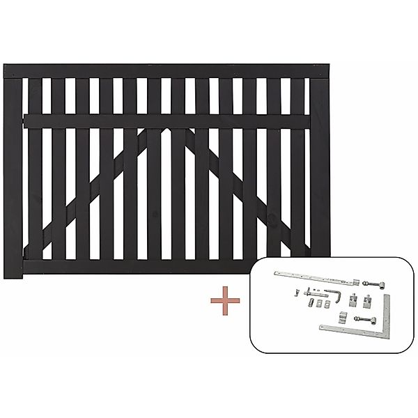 Einzeltor Country Nadelholz Schwarz 150 cm x 98 cm günstig online kaufen