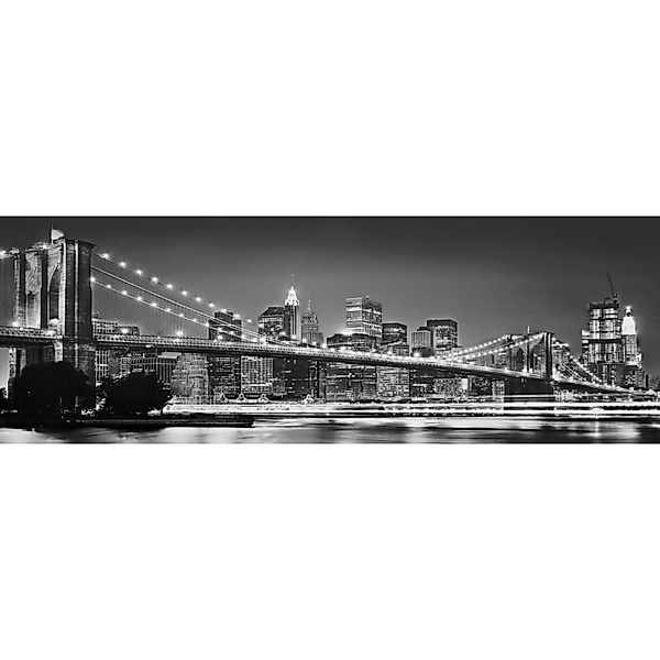 Komar Fototapete Brooklyn Bridge Schwarz-Weiß 368 x 127 cm 611065 günstig online kaufen