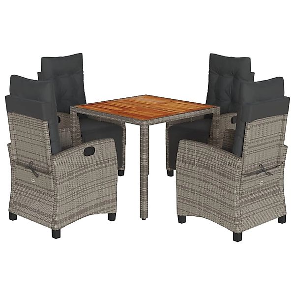 vidaXL 5-Tlg Garten-Essgruppe mit Kissen Grau Poly Rattan 3212913 günstig online kaufen