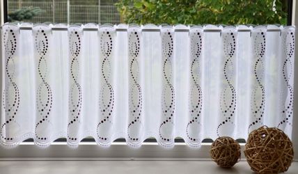 Stickereien Plauen Scheibengardine "Perlen" Stangendurchzug 1 Stk. tlg. günstig online kaufen
