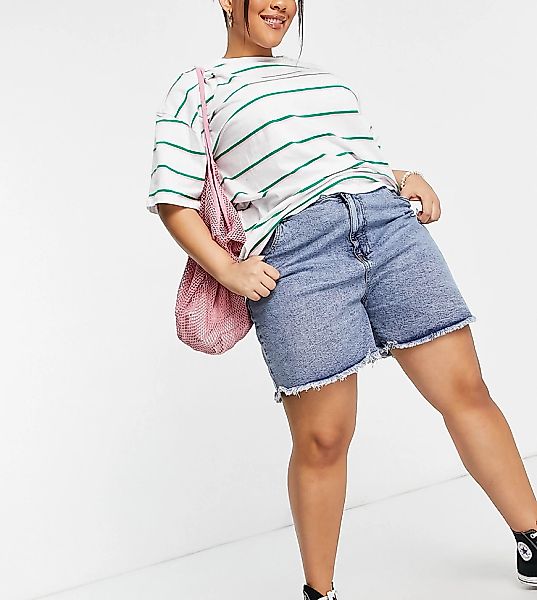 Cotton On Curve – Mom-Shorts mit hohem Bund in heller Waschung-Blau günstig online kaufen