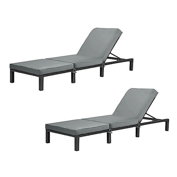 Svita Peach 2er Set Gartenliege mit Polster Klappbar Polyrattan Schwarz günstig online kaufen