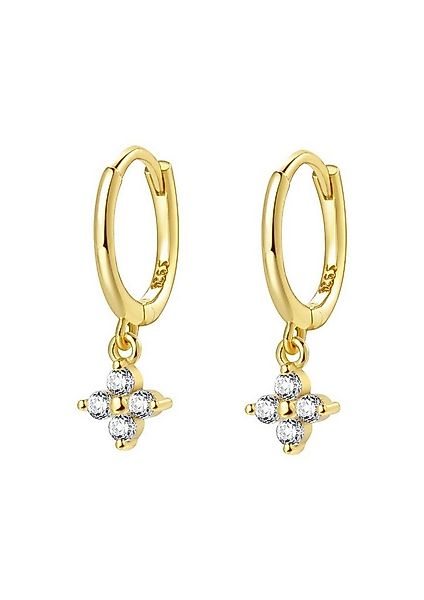 Hey Happiness Paar Creolen Blume Kristall, 18K Vergoldetes 925er Silber, Da günstig online kaufen