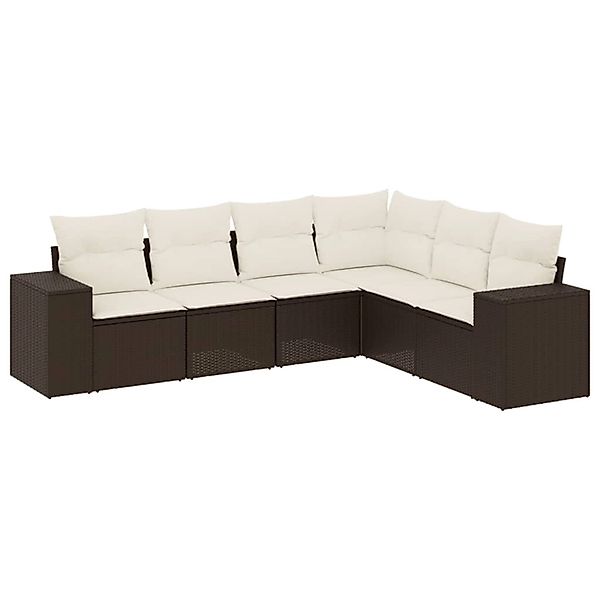 vidaXL 6-Tlg Garten-Sofagarnitur mit Kissen Braun Poly Rattan 3222612 günstig online kaufen