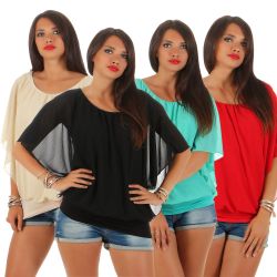 CLEO STYLE Schlupfbluse Damen Chiffon Bluse günstig online kaufen