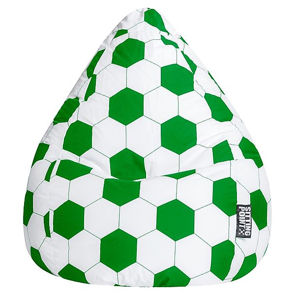Sitting Point Sitzsack BeanBag Fankurve 220 l Grün-Weiß Fußball-Muster günstig online kaufen